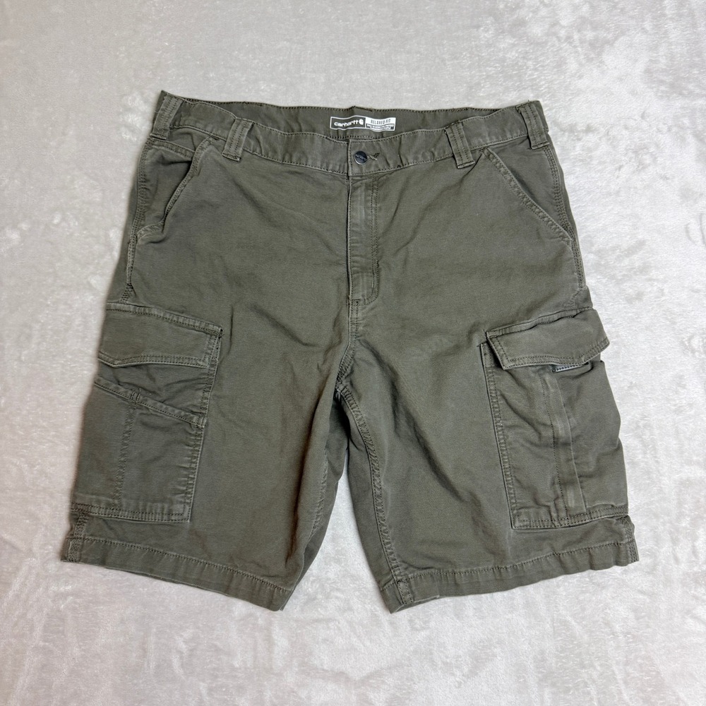 Carhartt Rugged Flex Cargo Shorts Mens 38 Green Relaxed Work Utility BS3542-M